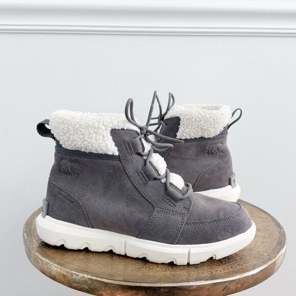 Sorel Explorer II Carnival Cozy Gray Shearling Leather Boots - Picture 1 of 8